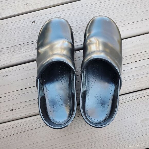 Dansko Professional Black Leather Stapled Slip-on Nursing Platform Clogs Size 40 - Picture 9 of 9